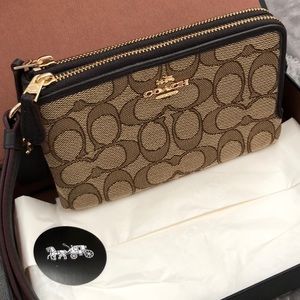 NWT and box Coach double zip wallet